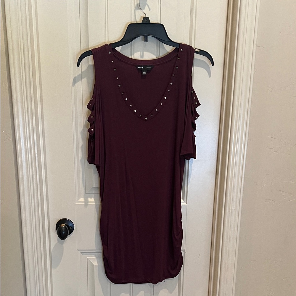 Rock & Republic Burgundy Studded Blouse